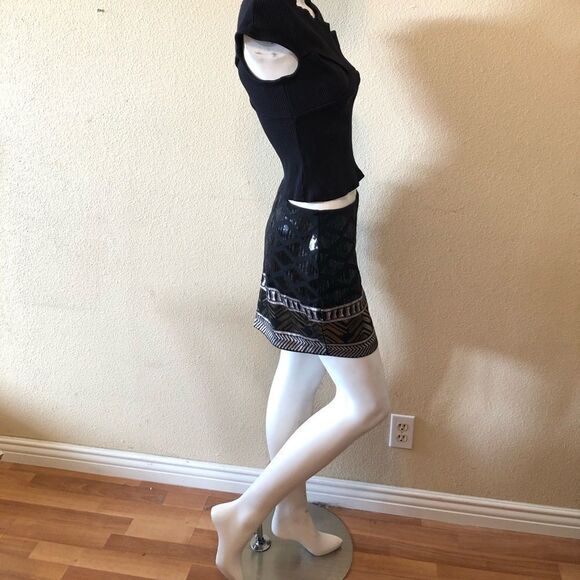 Express Sequin Diamond Mini Skirt Size Small - Picture 5 of 8